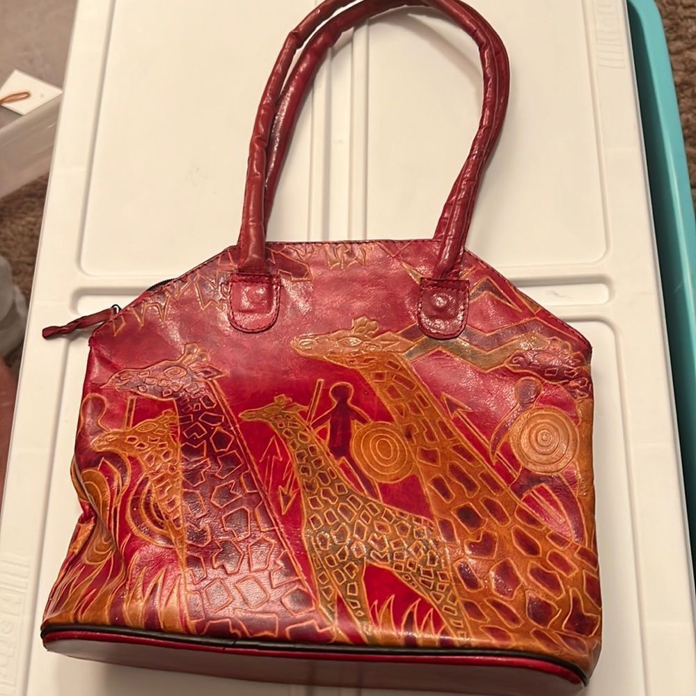 Genuine leather animal print bag